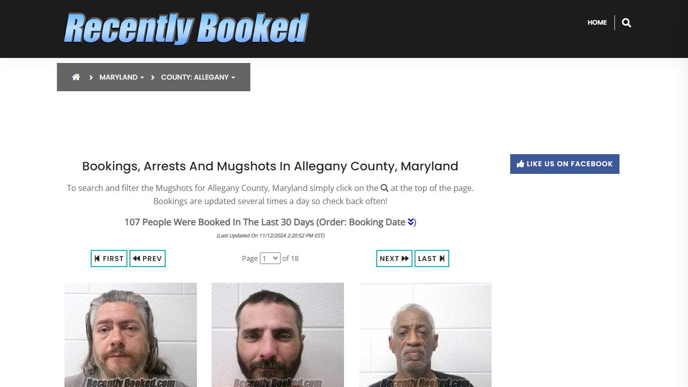 Bookings, Arrests and Mugshots in Allegany County, Maryland