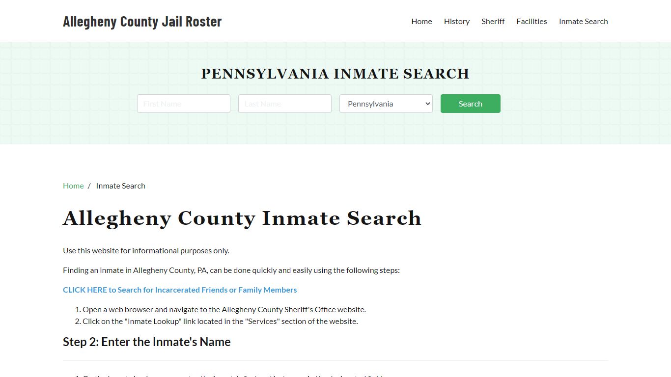 Allegheny County, PA Detainee Lookup